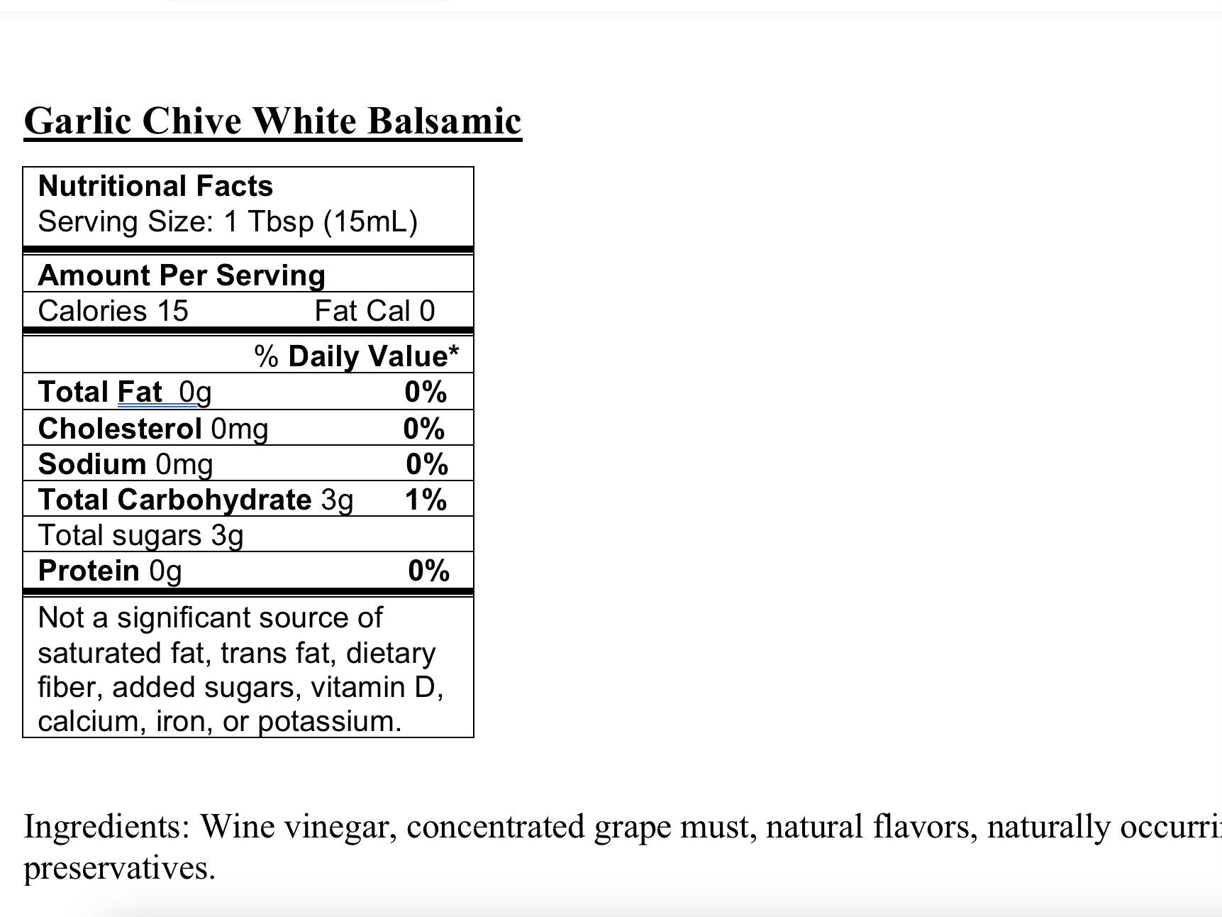 Garlic Chive White Balsamic
